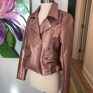 rose gold faux leather jacket